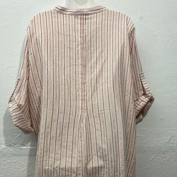 NWT Club Z Collection Long Roll Tab Sleeve Button Up Shirt Cover Up Tunic 2X - Picture 4 of 14